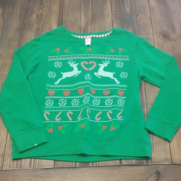 Reindeer Green Christmas Sweater Medium - Picture 1 of 5